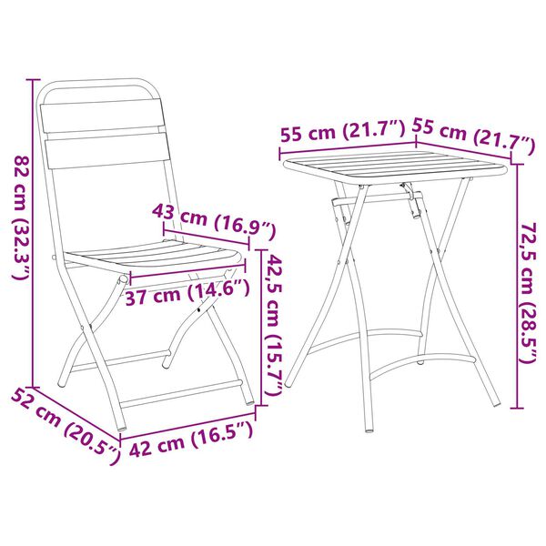 vidaXL Σετ μπιστρό 3 pcs Μπεζ Ατσάλι