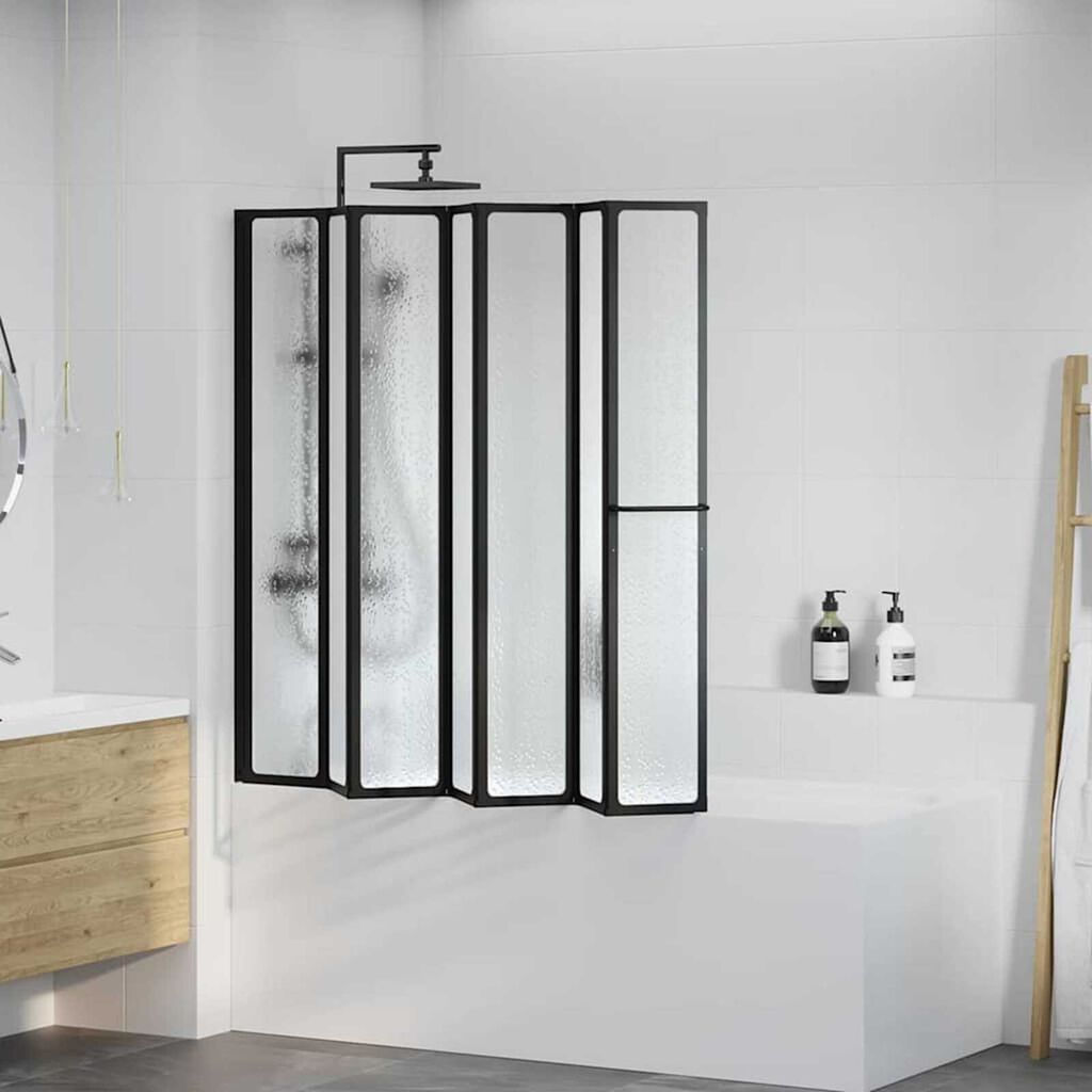 vidaXL Διαχωριστικό ντους Πτυσσόμενος Μαύρο 168 x 140 εκ Αλουμίνιο