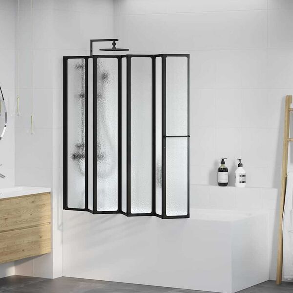 vidaXL Διαχωριστικό ντους Πτυσσόμενος Μαύρο 168 x 140 εκ Αλουμίνιο