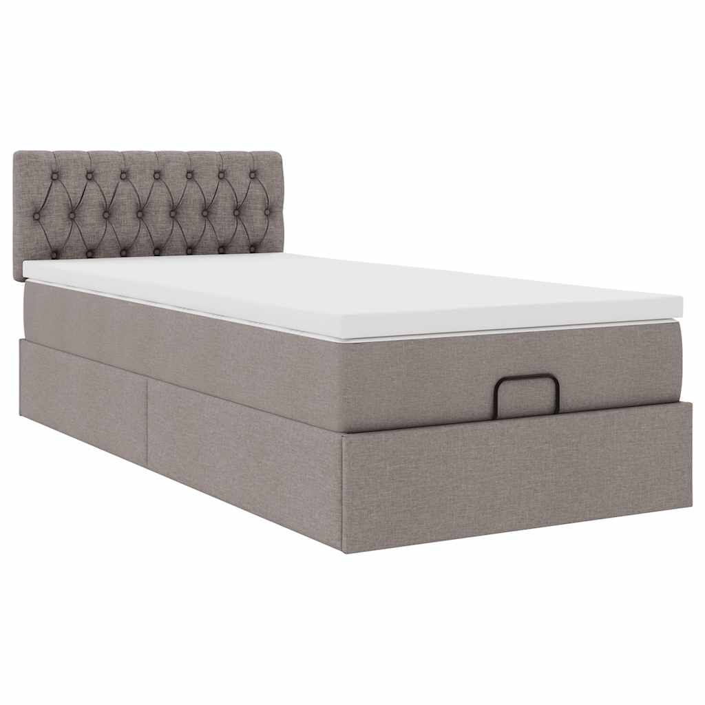 vidaXL Οθωμανικό κρεβάτι με στρώμα Taupe 100x200cm ύφασμα