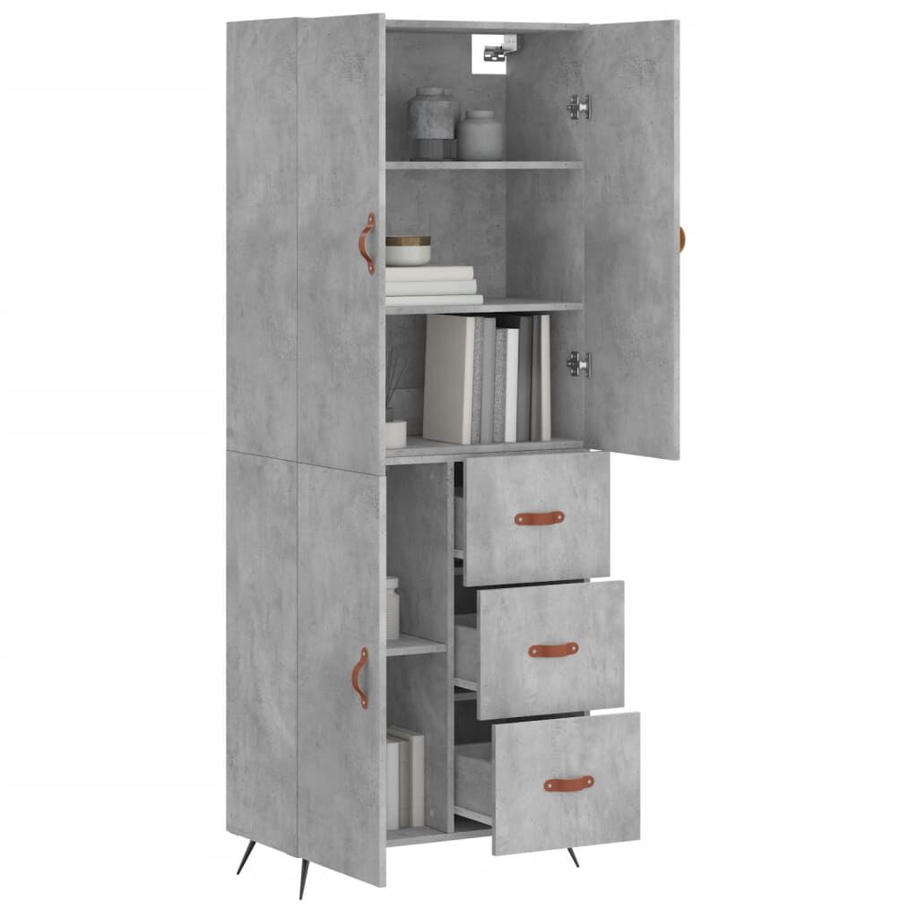 vidaXL Ντουλάπι Γκρι Σκυροδέματος 69,5x34x180 εκ. Επεξεργασμένο Ξύλο