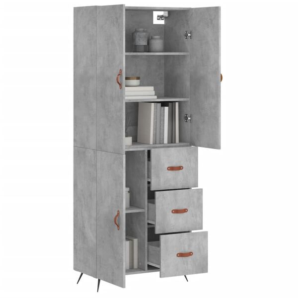 vidaXL Ντουλάπι Γκρι Σκυροδέματος 69,5x34x180 εκ. Επεξεργασμένο Ξύλο