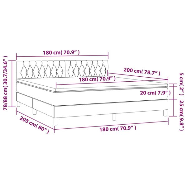 vidaXL Κρεβάτι Boxspring με Στρώμα Ροζ 180x200 εκ. Βελούδινο