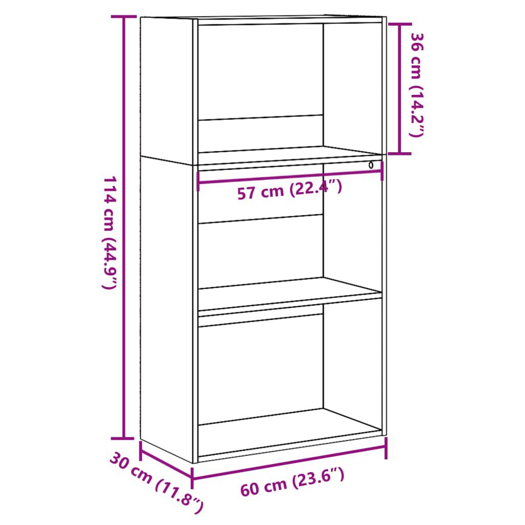 vidaXL Βιβλιοθήκη Λευκή 60x30x114 εκ. από Επεξεργασμένο Ξύλο