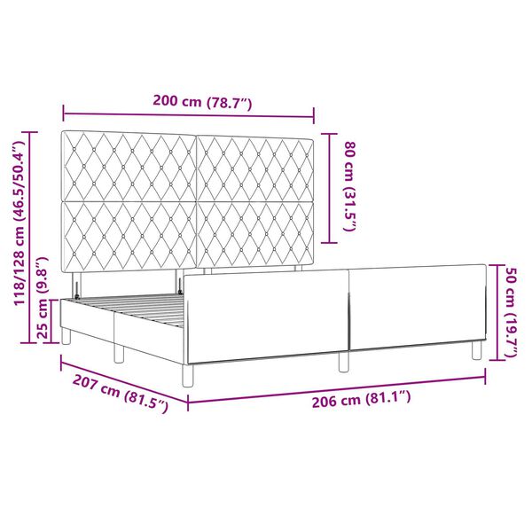 vidaXL Κρεβάτι Γκρι Σκούρο 200x200 εκ Βελούδο