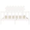 vidaXL Πλαίσιο Κρεβατιού με Κεφαλάρι Λευκό Μασίφ Ξύλο King Size
