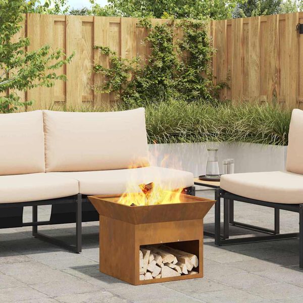 vidaXL Φωτιά Σκ rusty 50 x 50 x 40 cm Ατσάλι σκληρυθέν στον αέρα