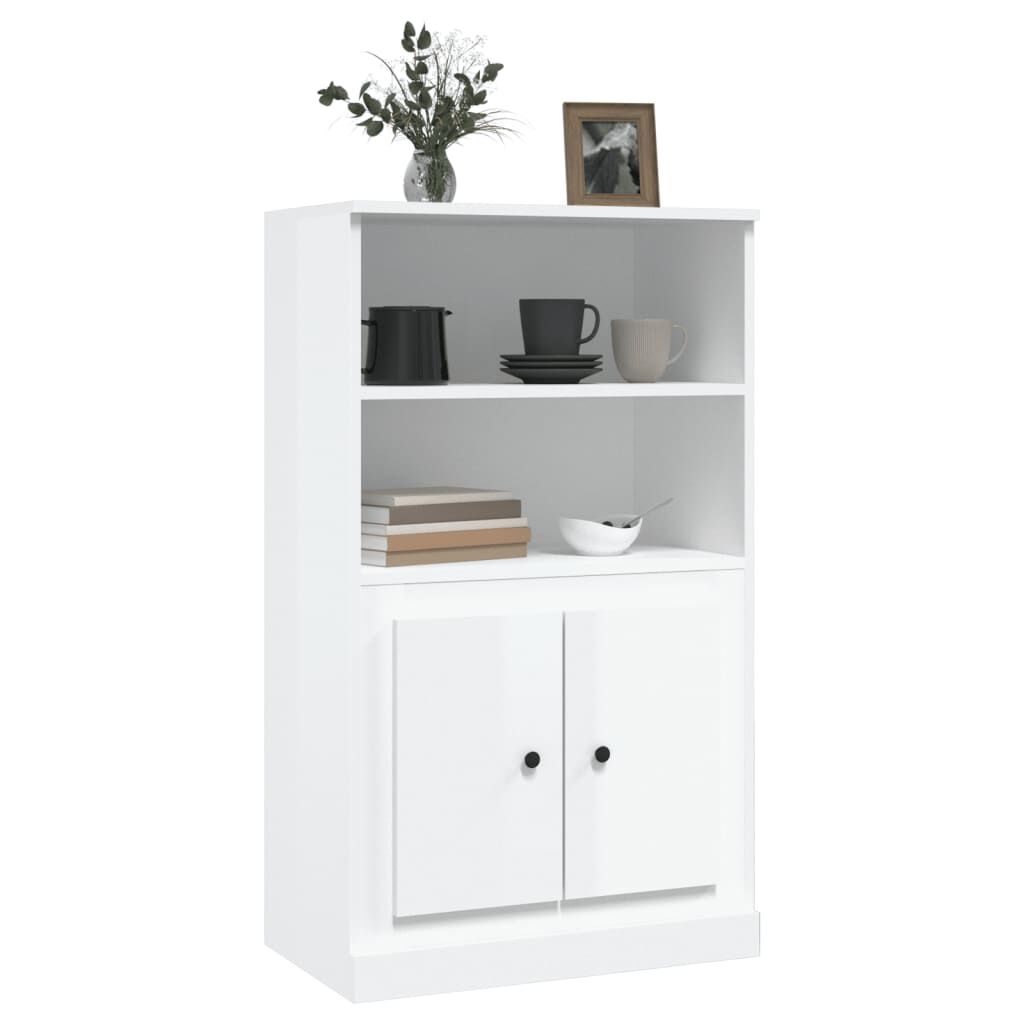 vidaXL Ντουλάπι Γυαλ. Λευκό 60x35,5x103,5 εκ. από Επεξεργασμένο Ξύλο