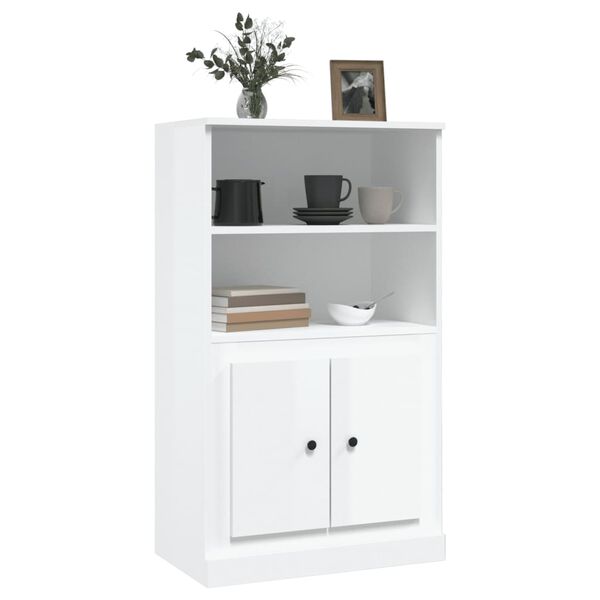 vidaXL Ντουλάπι Γυαλ. Λευκό 60x35,5x103,5 εκ. από Επεξεργασμένο Ξύλο