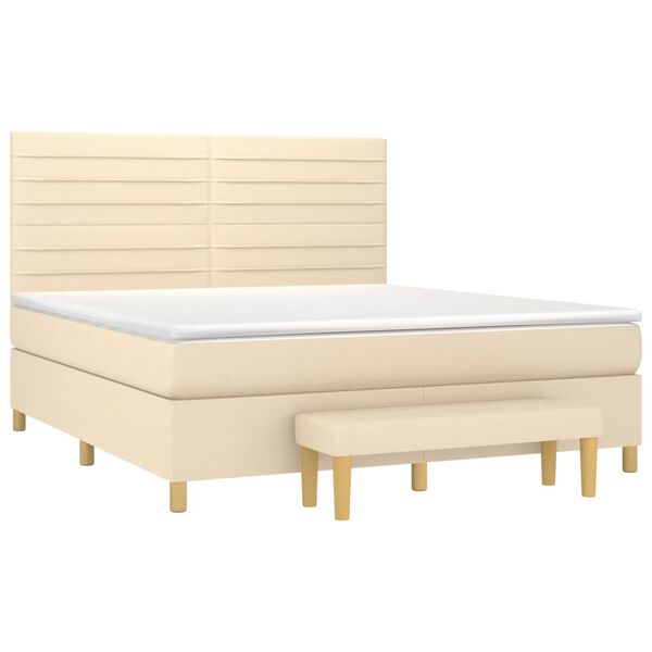 vidaXL &Kappa;&rho;&epsilon;&beta;ά&tau;&iota; Boxspring &mu;&epsilon; &Sigma;&tau;&rho;ώ&mu;&alpha; &Kappa;&rho;&epsilon;&mu; 180x200 &epsilon;&kappa;. &Upsilon;&phi;&alpha;&sigma;&mu;ά&tau;&iota;&nu;&omicron;