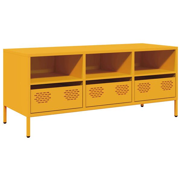 vidaXL Έπιπλο Τηλεόρασης Μουσταρδί 101,5x39x43,5 Ατσάλι Ψυχρής Έλασης
