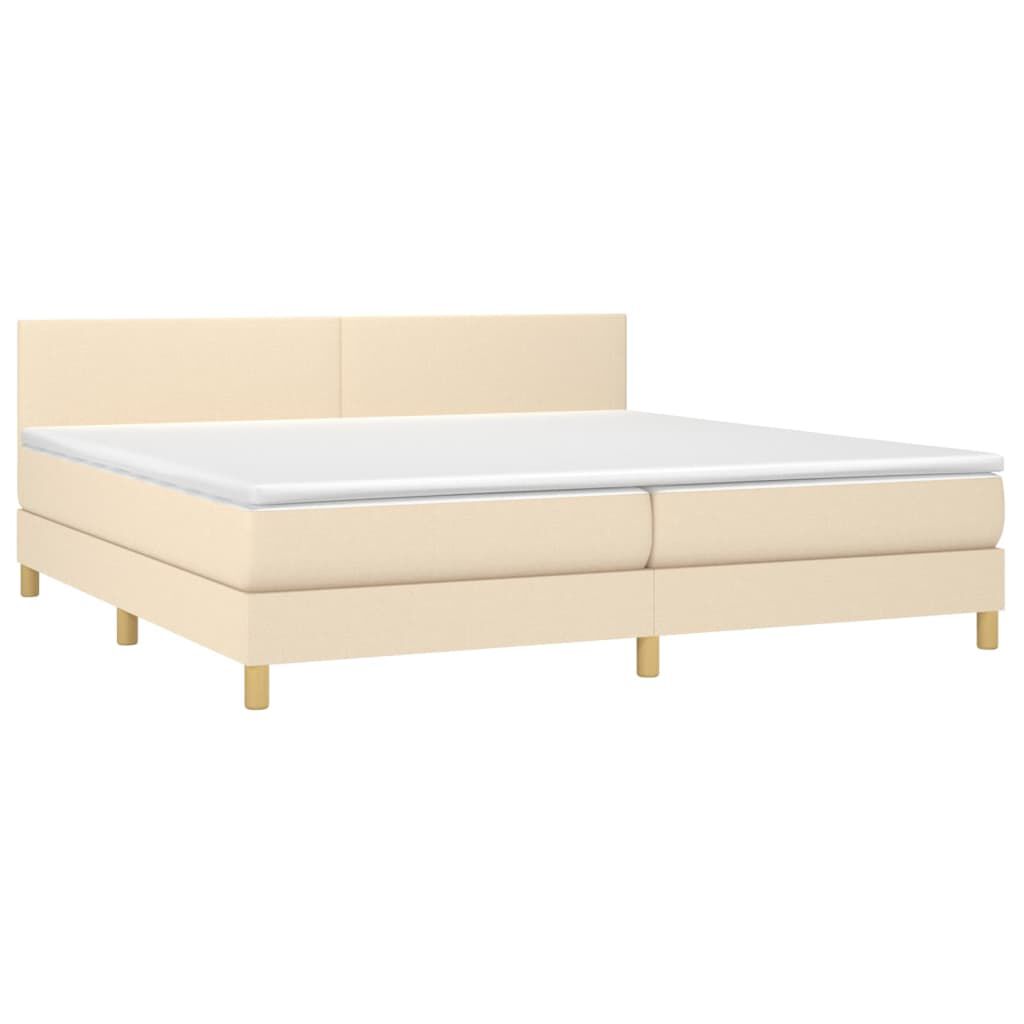 vidaXL Κρεβάτι Boxspring με Στρώμα Κρεμ 200x200 εκ. Υφασμάτινο