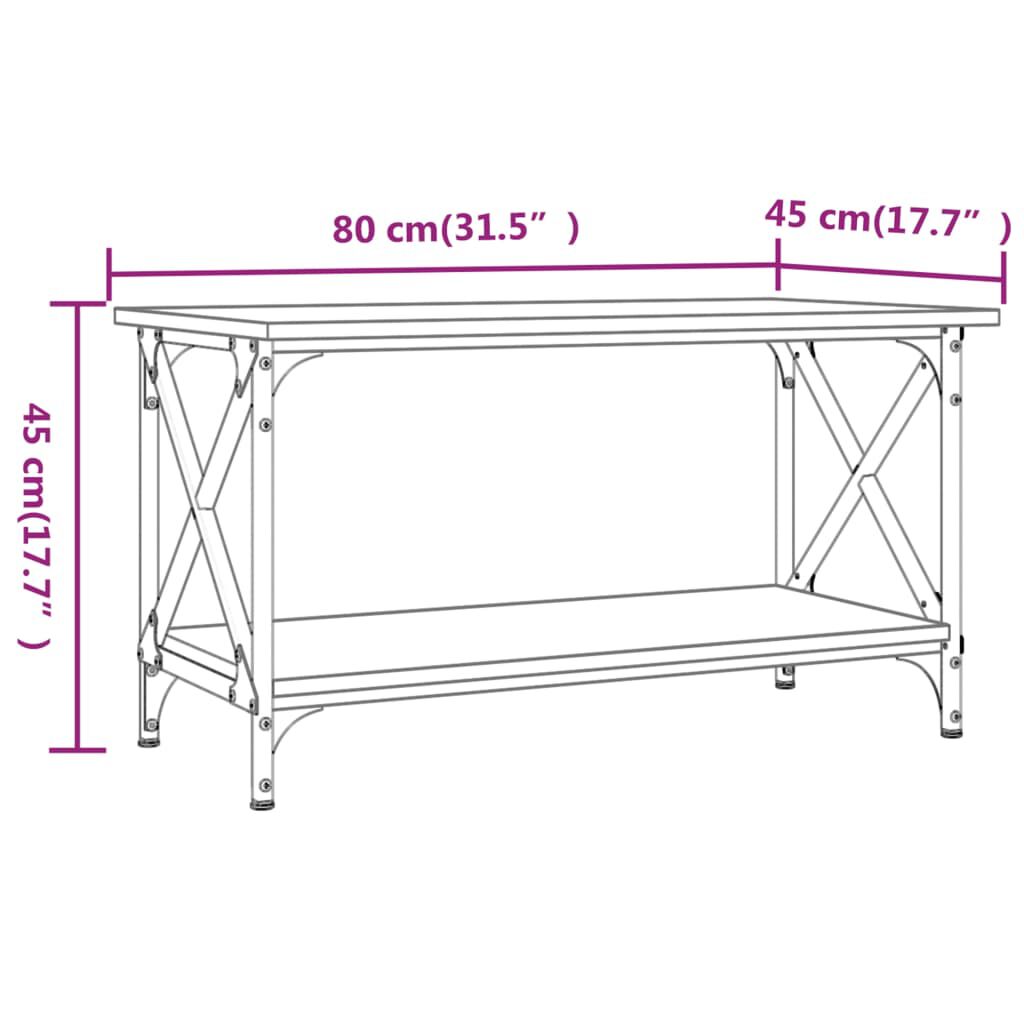 vidaXL Τραπεζάκι Σαλονιού Καπνιστή Δρυς 80x45x45 εκ. Επεξεργασμ. Ξύλο