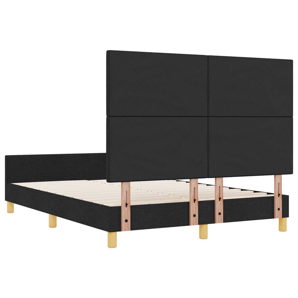 vidaXL Σκελετός Κρεβατιού με κεφαλάρι Μαύρο 160 x 200 cm ύφασμα
