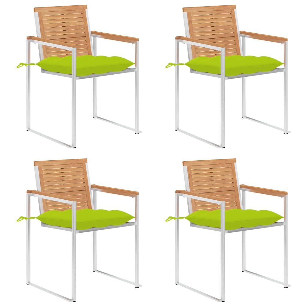 vidaXL Καρέκλες Κήπου 4 τεμ. από Μασίφ Ξύλο Teak με Μαξιλάρια