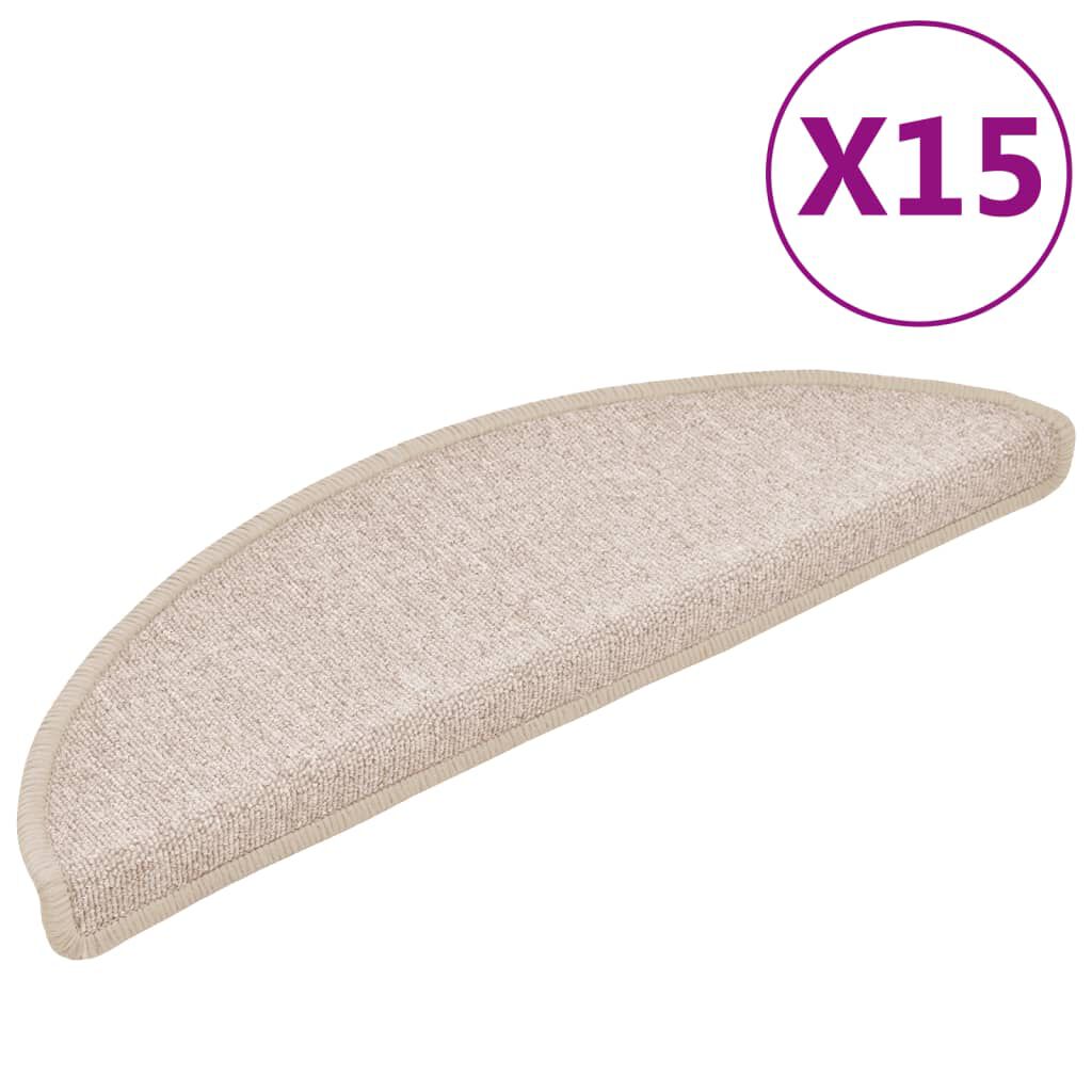 vidaXL Πατάκια Σκάλας 15 τεμ. Χρώμα Taupe 56 x 17 x 3 εκ.