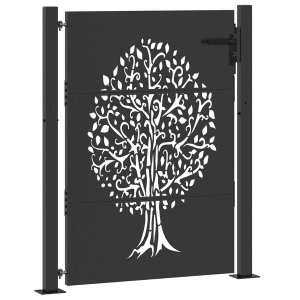 vidaXL Πύλη Κήπου Άλλο Μαύρο 105 x 150 cm Ατσάλι με Επικάλυψη Πούδρας