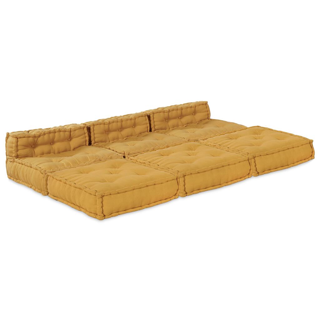 vidaXL Modular Pouffes 4 κομμάτια Κίτρινο Υφασμάτινο