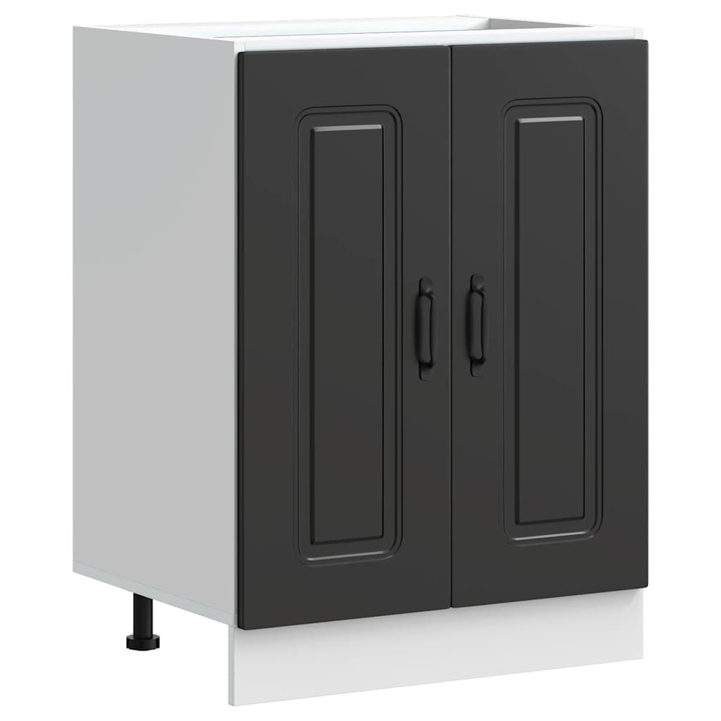 vidaXL Ντουλάπι βάσης νεροχύτη Kalmar Μαύρο 60x46x81,5 εκ. Επεξ. Ξύλο