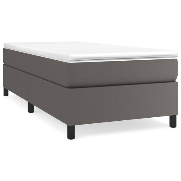 vidaXL Κρεβάτι Boxspring με Στρώμα Γκρι 100x200εκ. από Συνθετικό Δέρμα