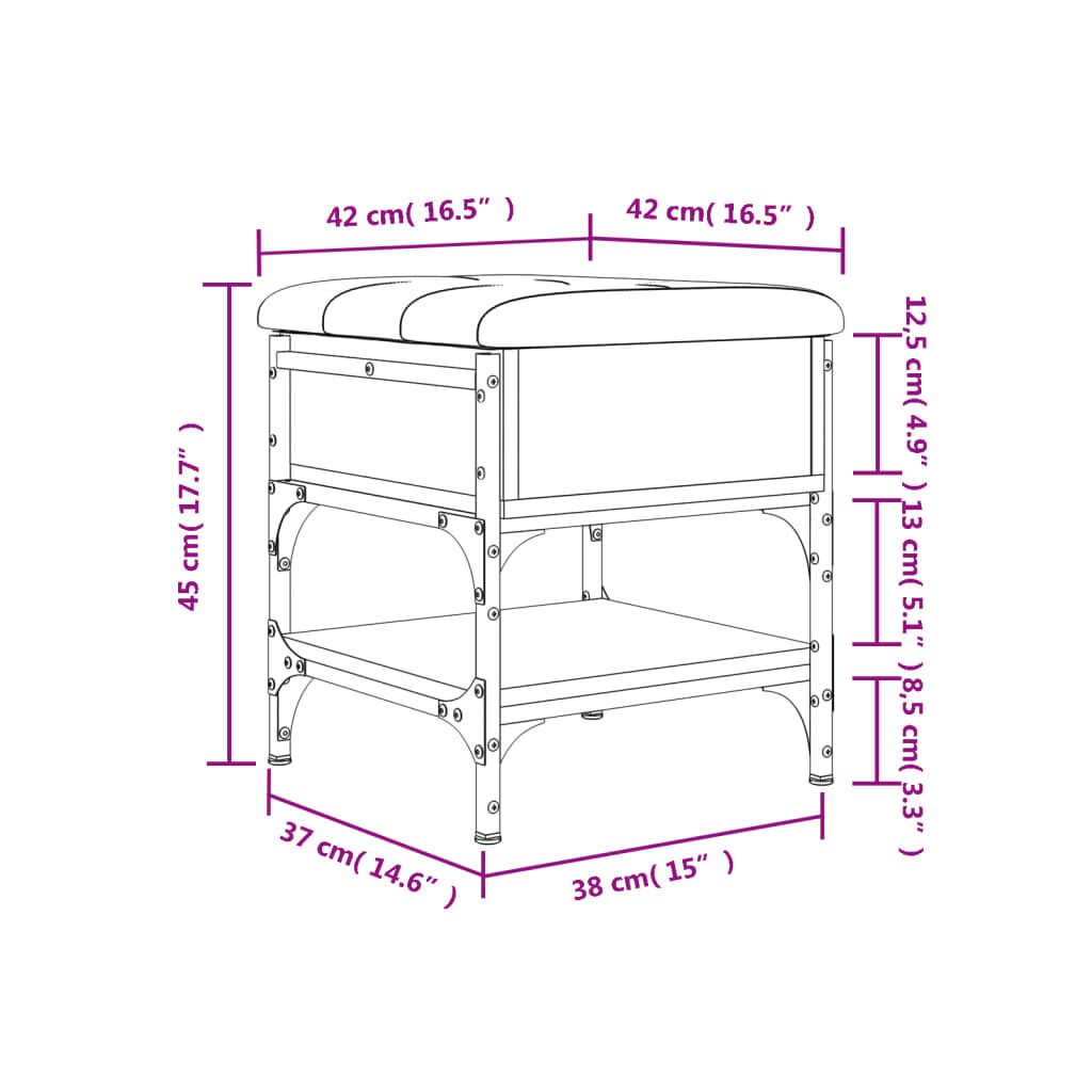 vidaXL Παπουτσοθήκη Καπνιστή Δρυς 42x42x45 εκ. από Επεξεργασμένο Ξύλο