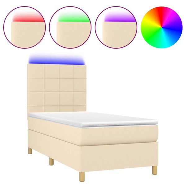 vidaXL &Kappa;&rho;&epsilon;&beta;ά&tau;&iota; Boxspring &mu;&epsilon; &Sigma;&tau;&rho;ώ&mu;&alpha; & LED &Kappa;&rho;&epsilon;&mu; 100x200 &epsilon;&kappa;. &Upsilon;&phi;&alpha;&sigma;&mu;ά&tau;&iota;&nu;&omicron;
