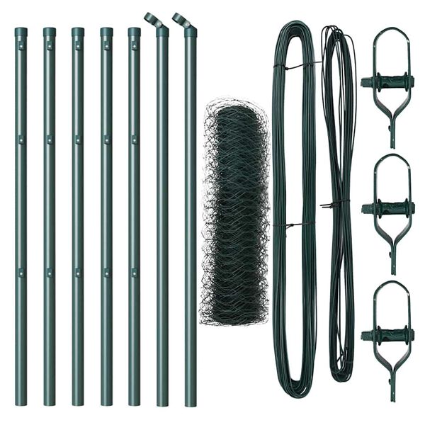 vidaXL Φράχτης με Στήλες. Πράσινο 0.5 x 10 μ. Ατσάλι με επικάλυψη PVC