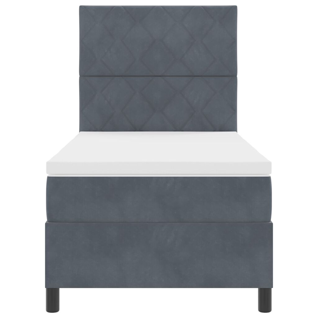 κρεβάτι Box Spring με στρώμα vidaXL Γκρι 90x200 εκ Βελούδινο