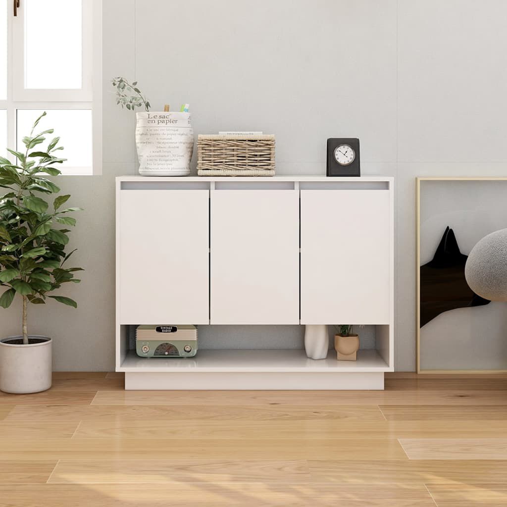 vidaXL Μπουφές Γυαλιστερός Λευκός 97 x 31 x 75 εκ. από Μοριοσανίδα