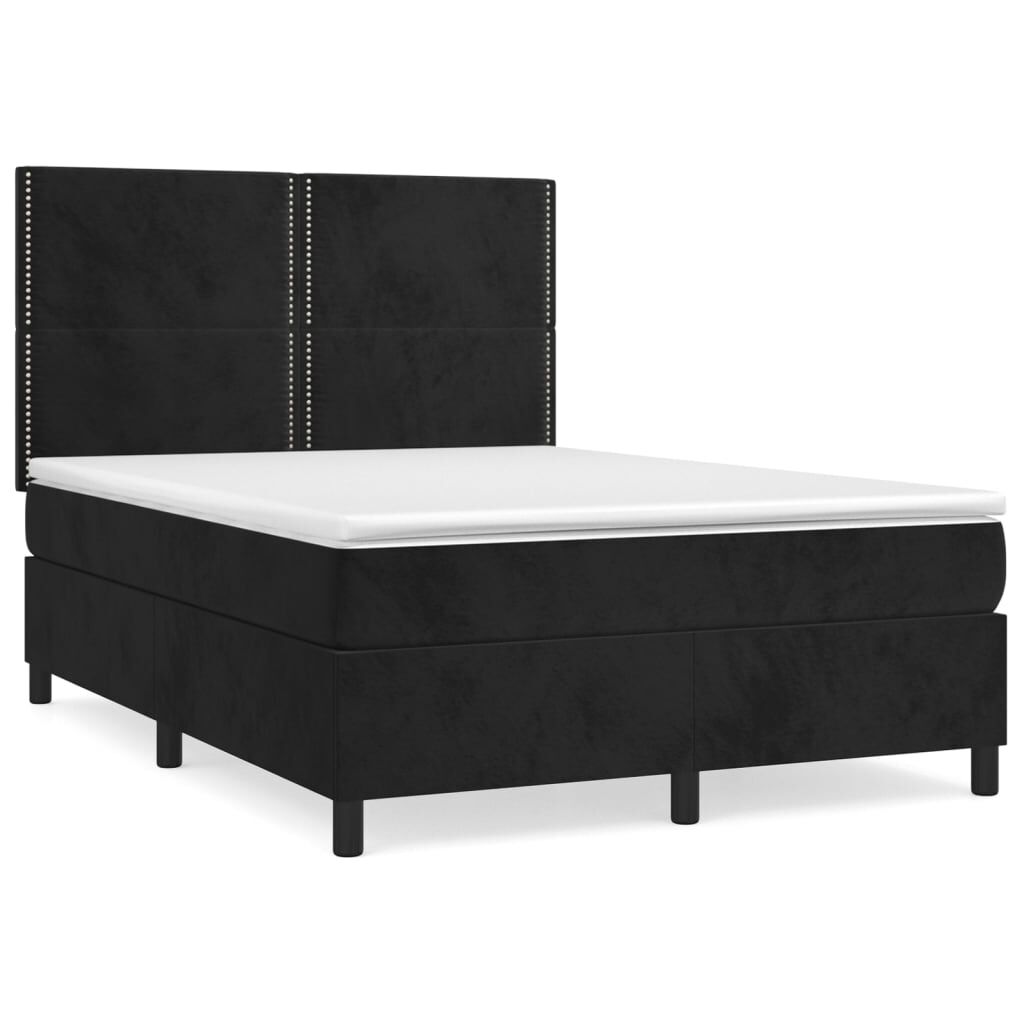 vidaXL Κρεβάτι Boxspring με Στρώμα Μαύρο 140x200 εκ. Βελούδινο