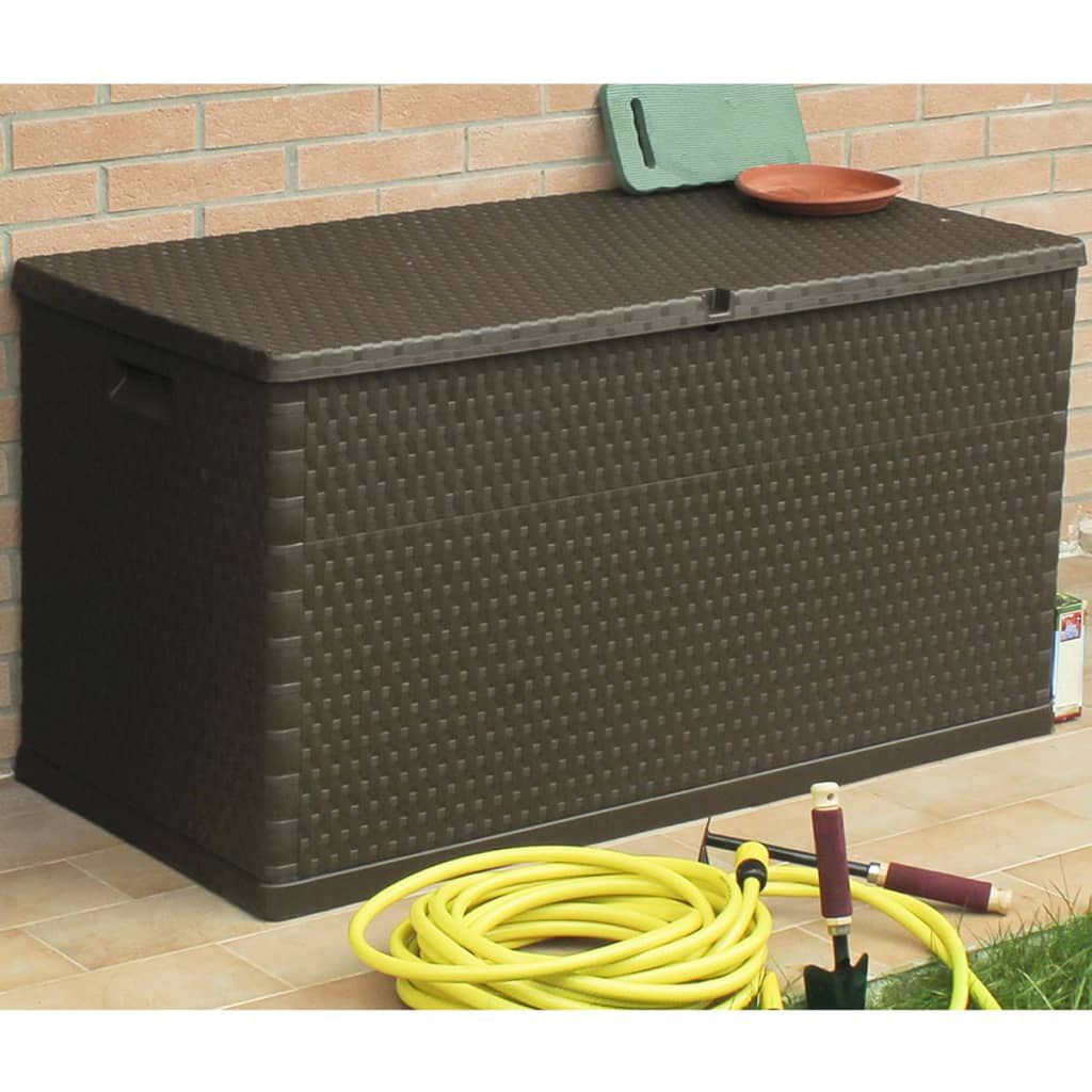 vidaXL Μπαούλο Αποθήκευσης Κήπου Καφέ 120 x 56 x 63 εκ. Πολυπροπυλένιο