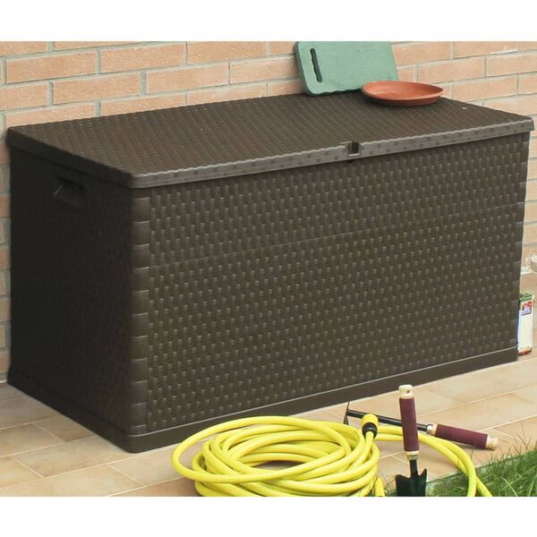 vidaXL Μπαούλο Αποθήκευσης Κήπου Καφέ 120 x 56 x 63 εκ. Πολυπροπυλένιο
