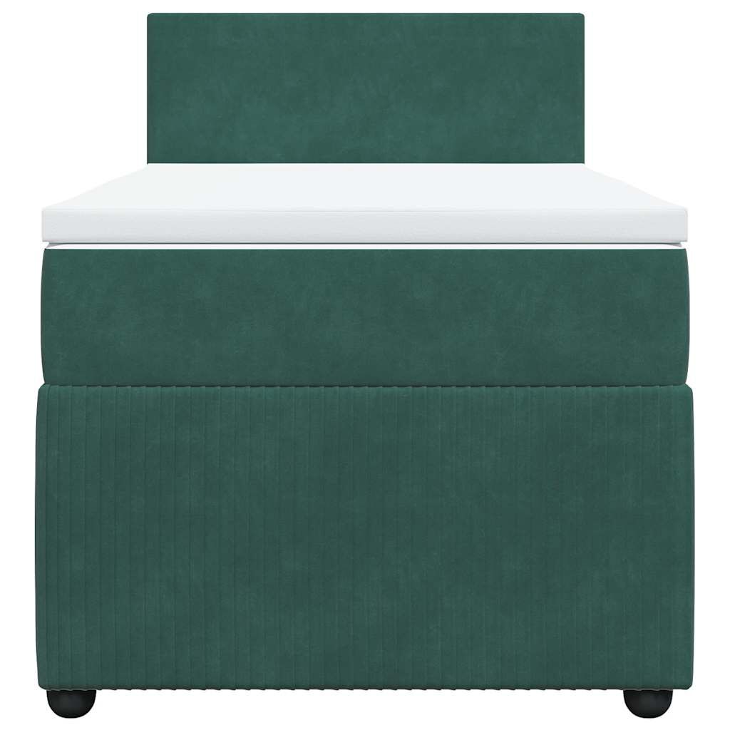 vidaXL Κρεβάτι Boxspring με Στρώμα Σκούρο Πράσινο 80x200 εκ. Βελούδινο