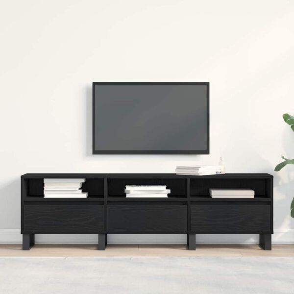 vidaXL Ντουλάπι TV Μαύρη δρυς 150 x 30 x 44.5 εκ. Επεξεργασμένο ξύλο