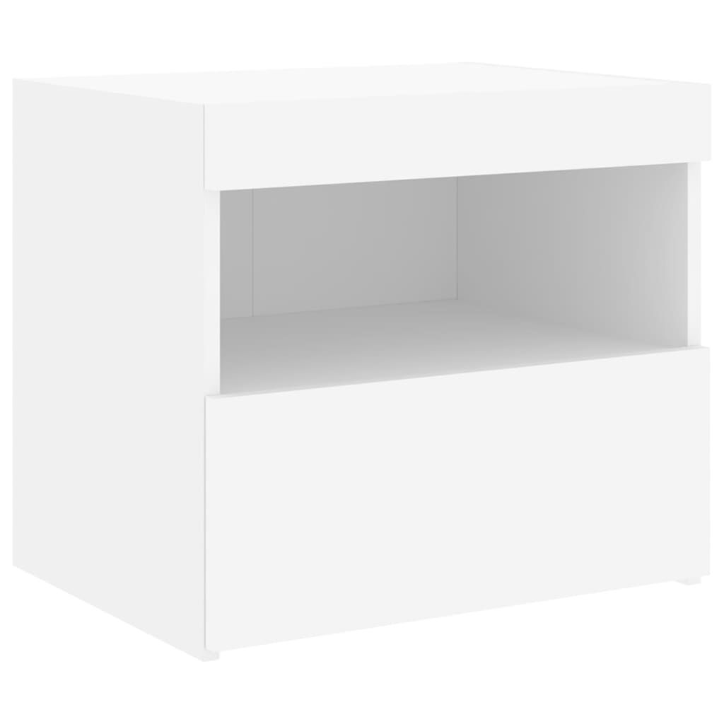 vidaXL Κομοδίνο με Φώτα LED Λευκό 50 x 40 x 45 εκ.
