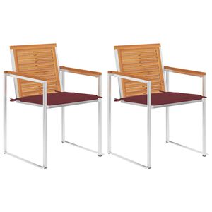 vidaXL Καρέκλες Κήπου 2 τεμ. Μασίφ Ξύλο Ακακίας/Ατσάλι με Μαξιλάρια