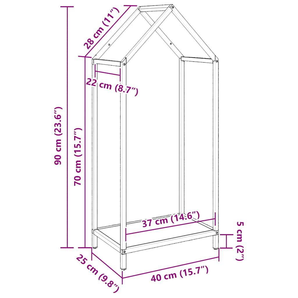 vidaXL Ράφι για καυσόξυλα 40x25x90 εκ. Ατσάλι ψυχρής έλασης