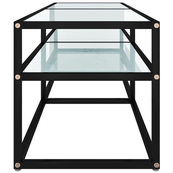vidaXL Έπιπλο Τηλεόρασης Λευκό Όψη Μαρμάρου 140x40x40,5εκ Γυαλί Ασφαλ.