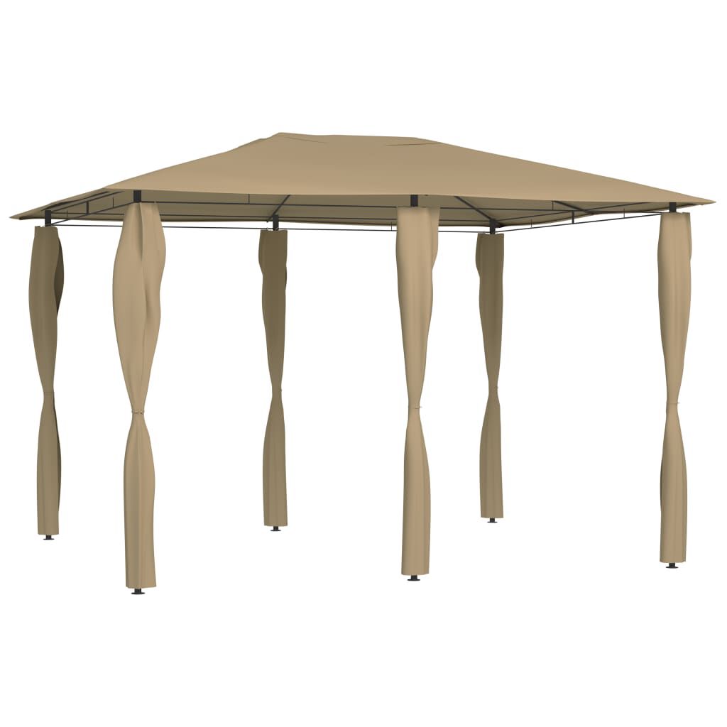 vidaXL Κιόσκι με Καλύμματα Στύλων Taupe 3 x 4 x 2,6 μ. 160 γρ./μ²