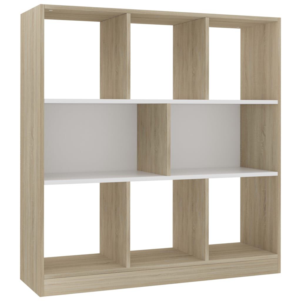vidaXL Βιβλιοθήκη Λευκή/Sonoma Δρυς 97,5x29,5x100 εκ. από Επεξ. Ξύλο