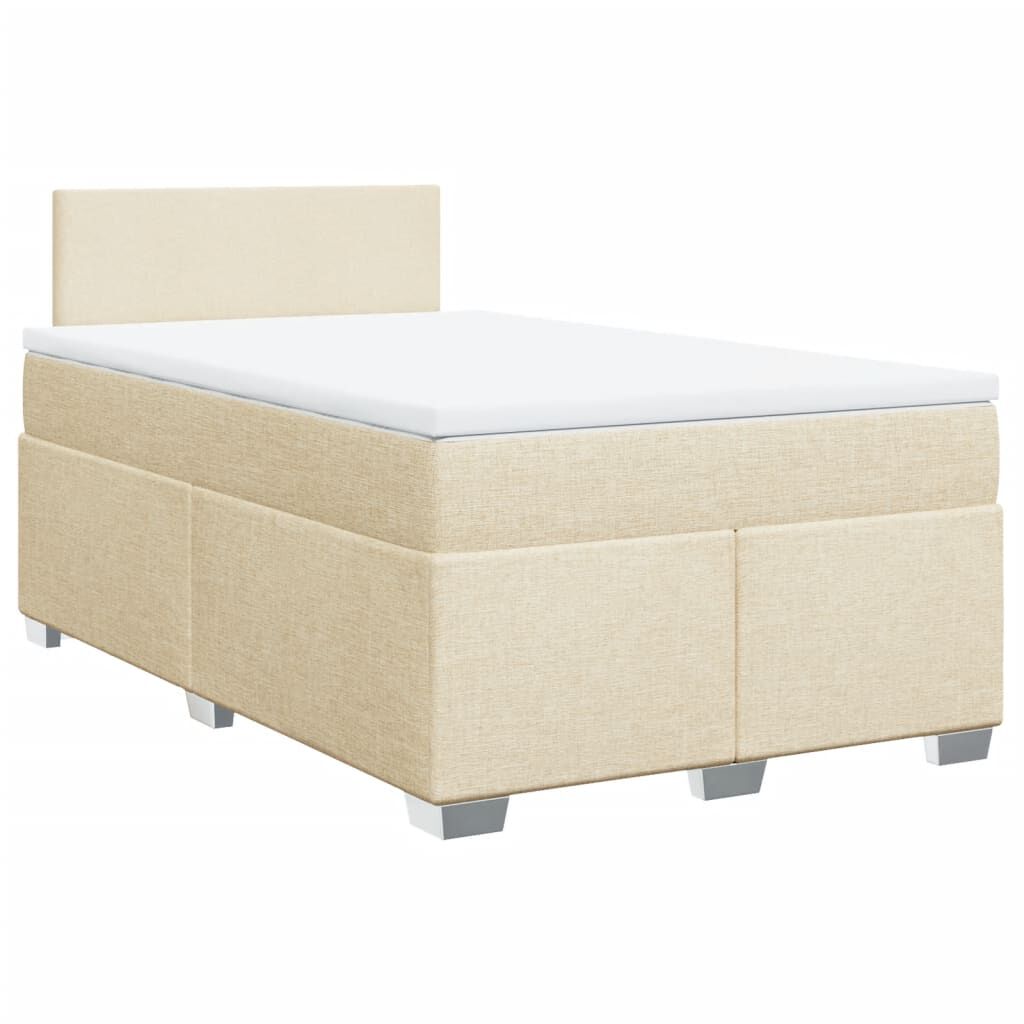vidaXL Κρεβάτι Boxspring με Στρώμα Κρεμ 120x200 εκ. Υφασμάτινο