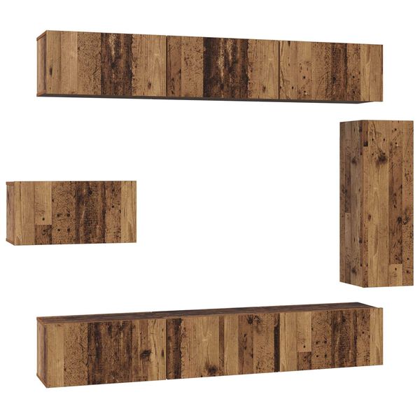 vidaXL Σετ Καθισμάτων Τηλεόρασης 8 pcs Παλιό ξύλο 30.5 x 30 x 90 cm
