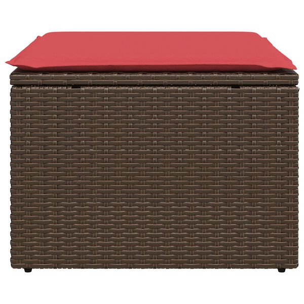 vidaXL Σκαμπό Κήπου με Μαξιλάρι Καφέ 55x55x37 εκ. από Συνθετικό Ρατάν