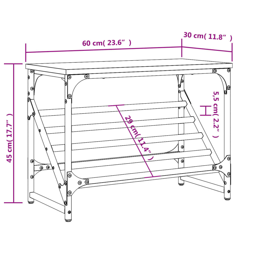 vidaXL Παπουτσοθήκη Καφέ Δρυς 60x30x45 εκ. Επεξεργασμένο Ξύλο