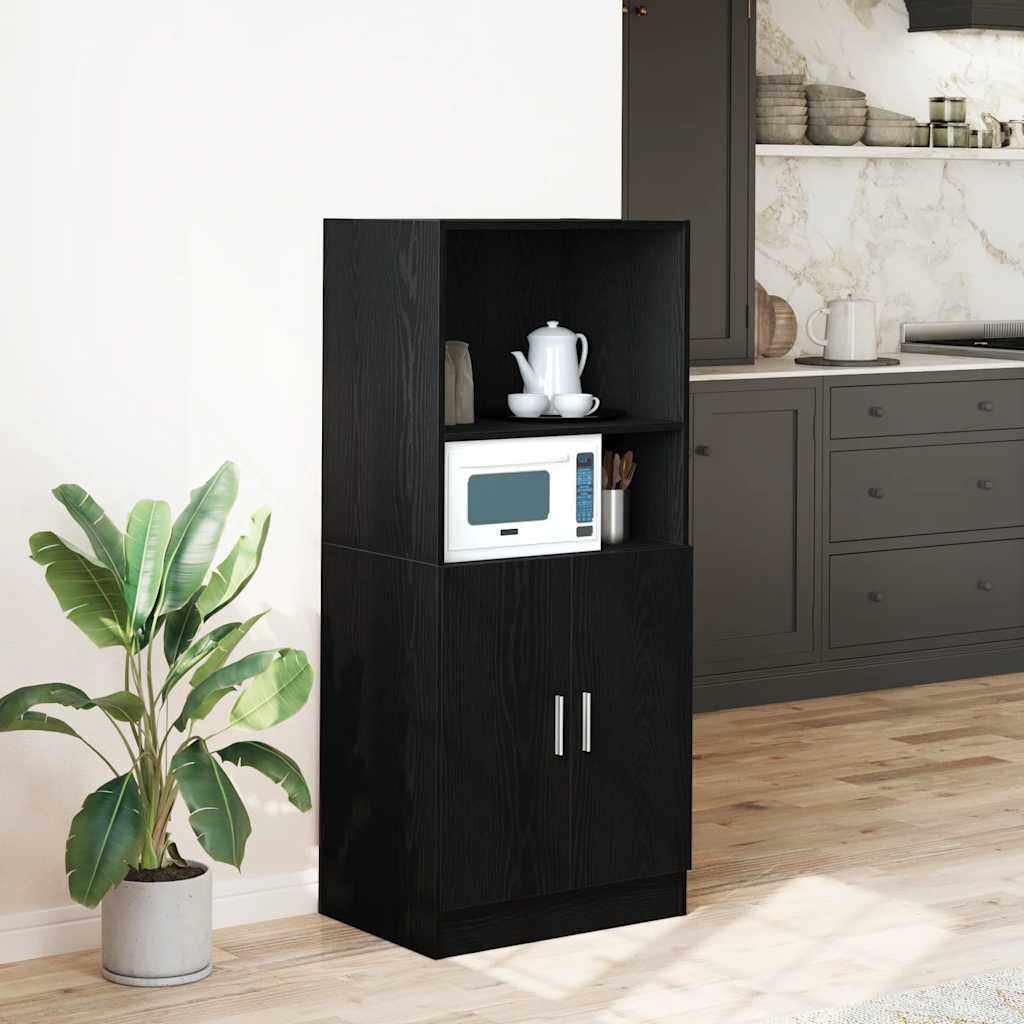 vidaXL Στήλη Κουζίνας Μαύρη 57x41,5x131,5 εκ. από Επεξεργασμένο Ξύλο