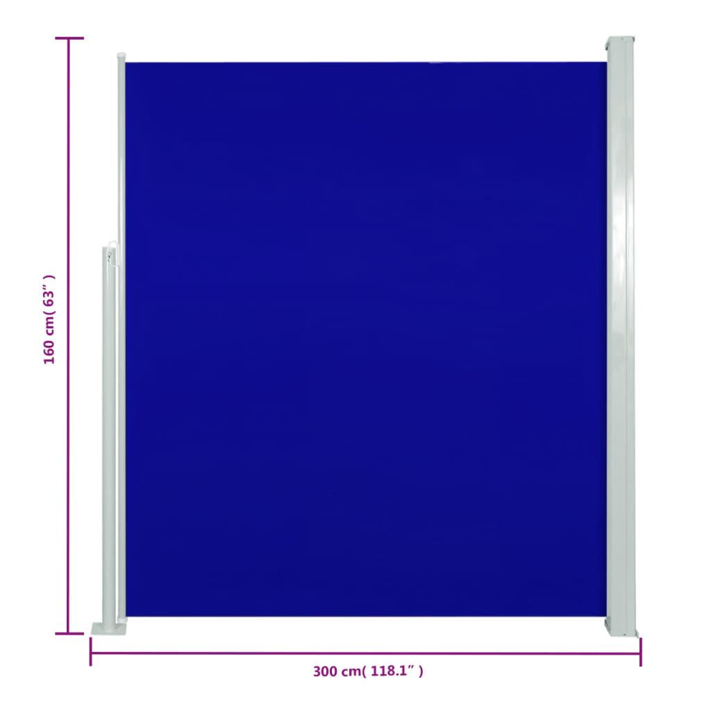vidaXL Σκίαστρο Πλαϊνό Συρόμενο Βεράντας Μπλε 160 x 300 εκ.