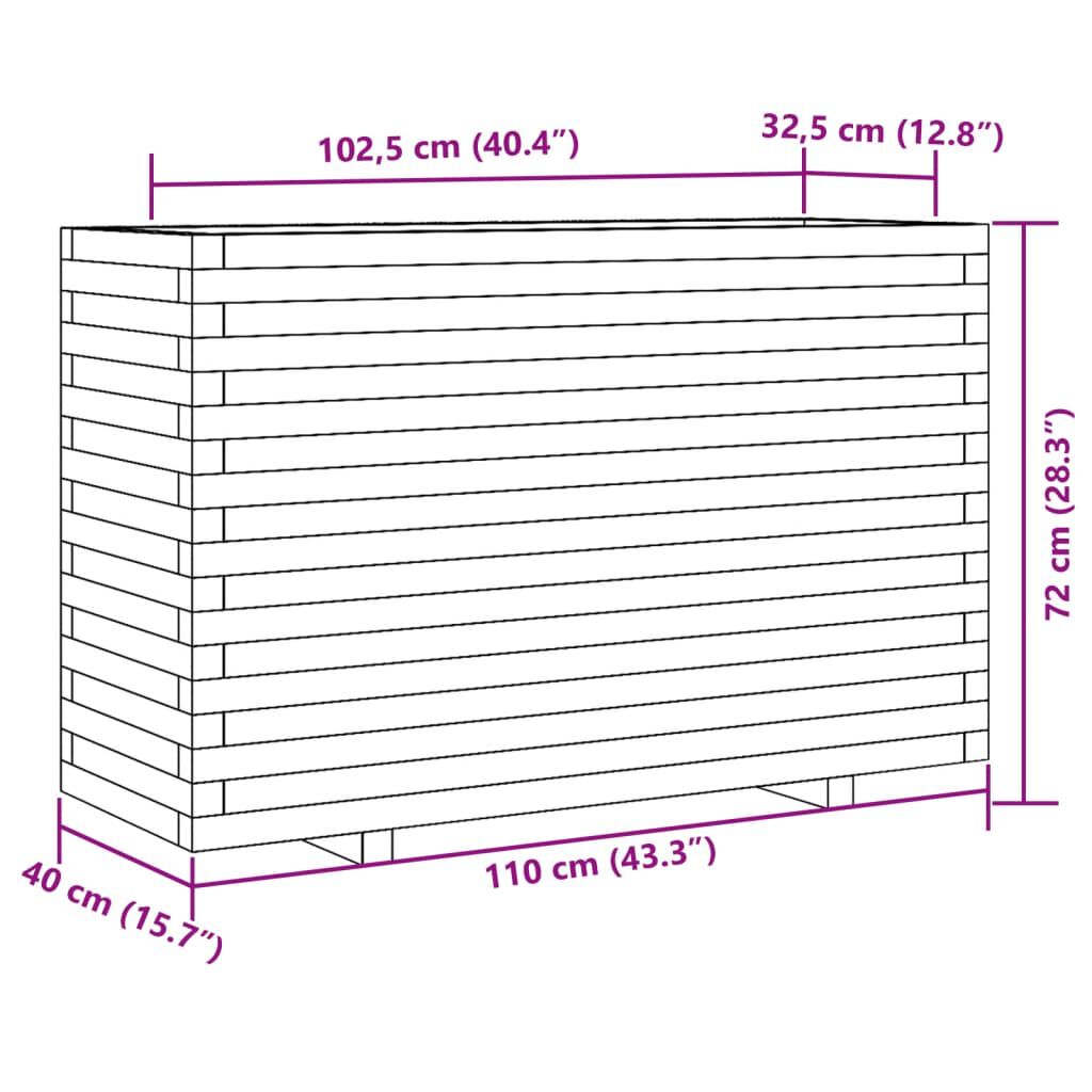 vidaXL Ζαρντινιέρα Κήπου Λευκή 110x40x72 εκ. από Μασίφ Ξύλο Πεύκου