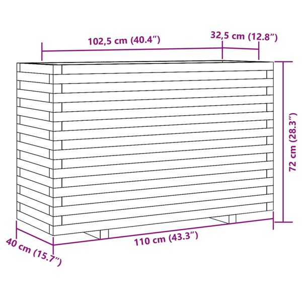 vidaXL Ζαρντινιέρα Κήπου Λευκή 110x40x72 εκ. από Μασίφ Ξύλο Πεύκου