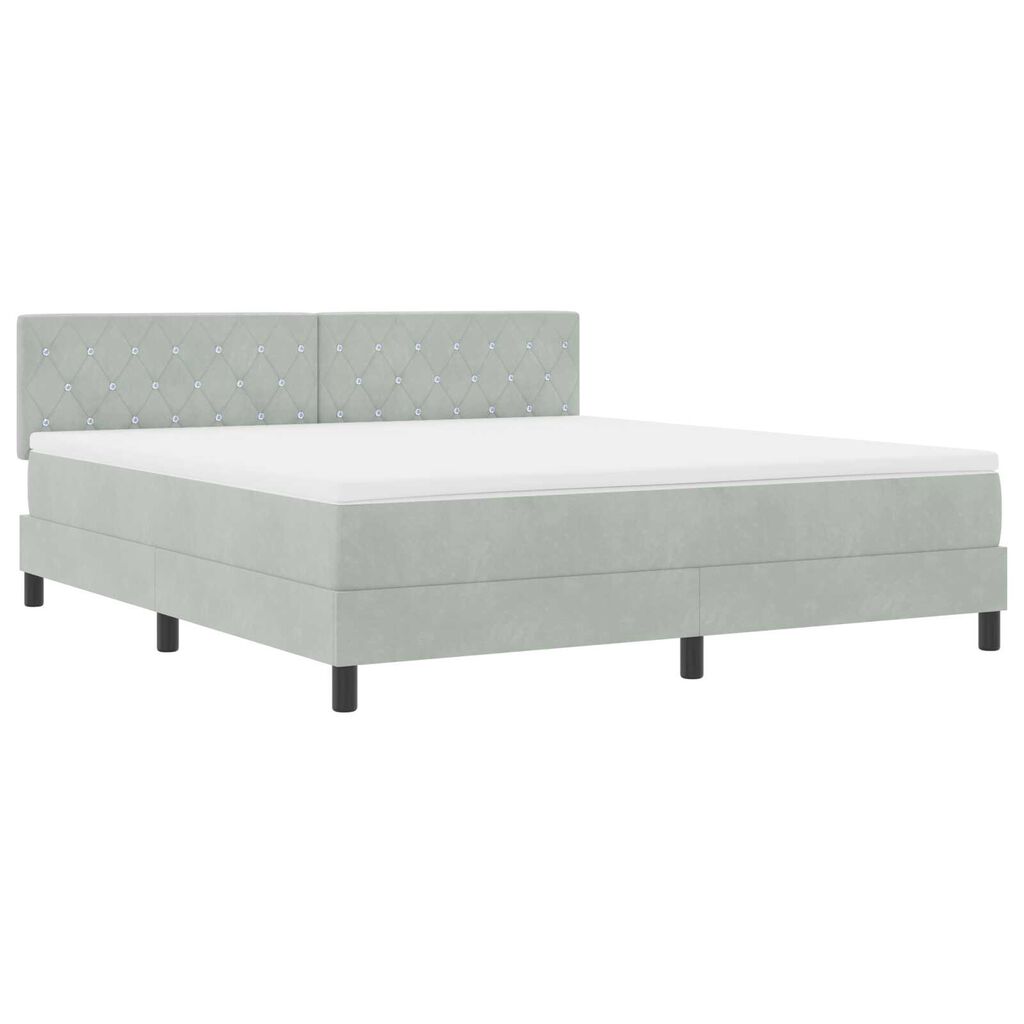 vidaXL Κρεβάτι Box Spring με στρώμα & LED Φωτισμός Γκρι Ανοιχτό 180x200 εκ Βελούδο
