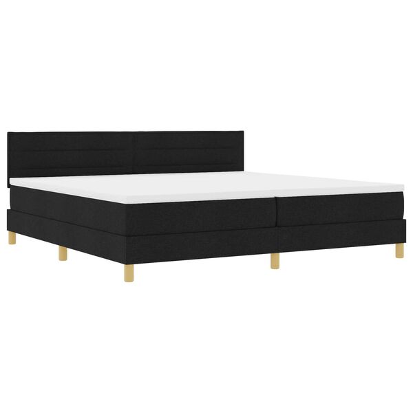 vidaXL Κρεβάτι Box Spring με Στρώμα & LED Μαύρο 200x200 εκ. Ύφασμα